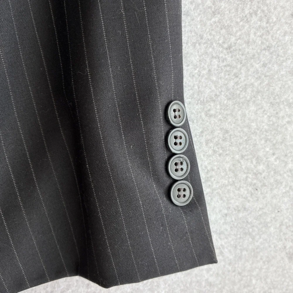 Jos. A Bank Men's Black Pinstripe Wool Blazer 43L Sport Coat Suit Jacket